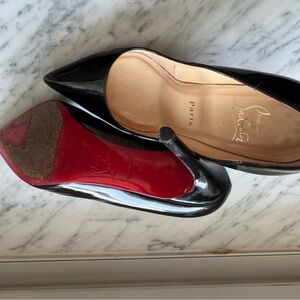 Christian Louboutin Glossy Black Heels with Iconic Red Soles